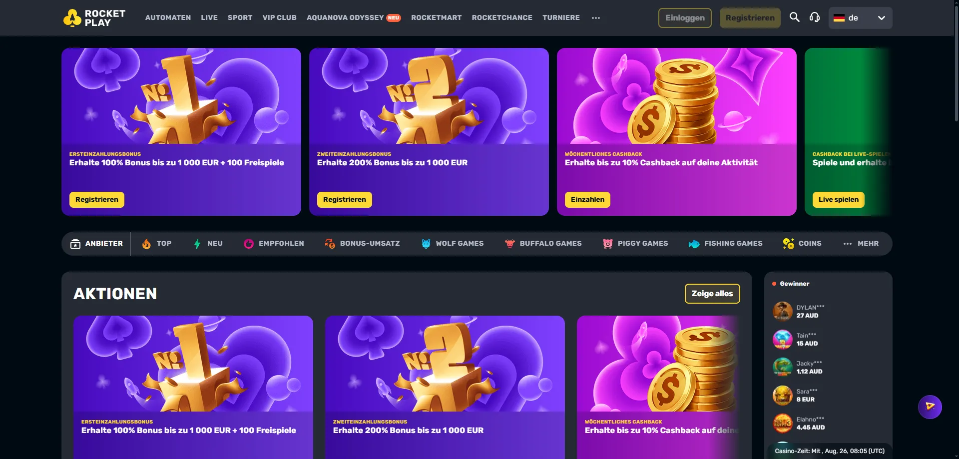 Rocketplay Casino official homepage overview for Australian players